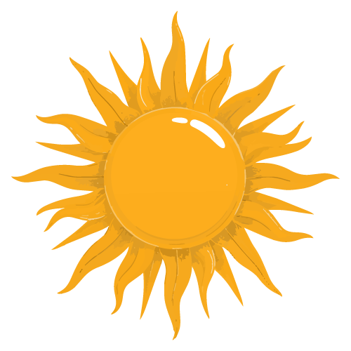 Sun illustration representing motorized shade screen sun and glare protection